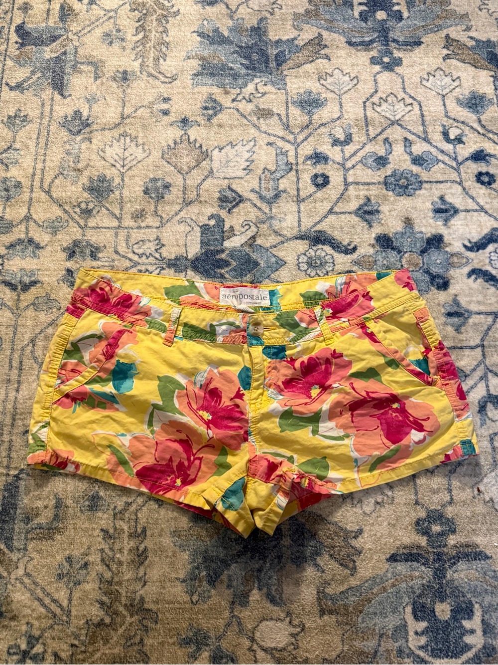 Aeropostale Yellow Floral Women's Cotton Bermuda Shorts